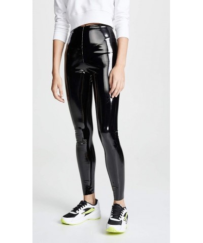 Women's Faux Patent Leather Perfect Control Leggings Black $35.00 Leggings