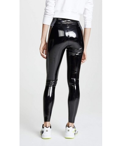 Women's Faux Patent Leather Perfect Control Leggings Black $35.00 Leggings