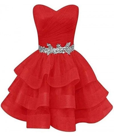 Short Prom Dresses 2022 Tulle Homecoming Dress Sweetheart Ball Gowns for Women with Beads Red $43.67 Dresses