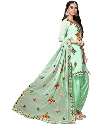 Indian Traditional Bandhani or Phulkari Mirror Work Salwar Suit for Women Light Green7 $30.59 Suits