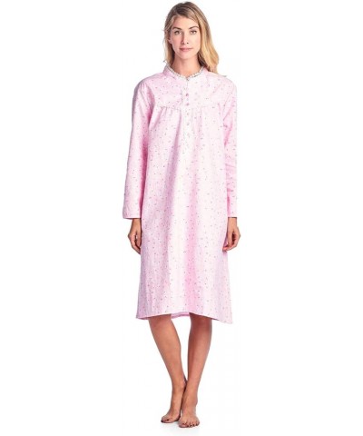 Women's Flannel Floral Long Sleeve Nightgown Pink $13.60 Sleep & Lounge