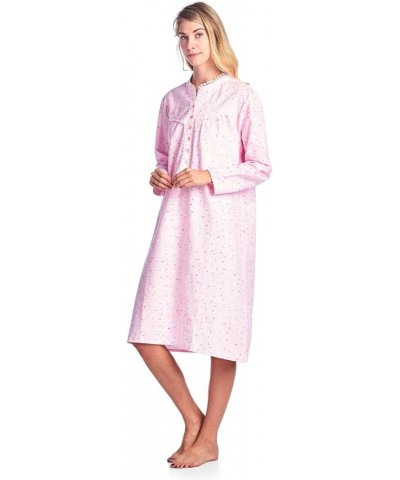 Women's Flannel Floral Long Sleeve Nightgown Pink $13.60 Sleep & Lounge