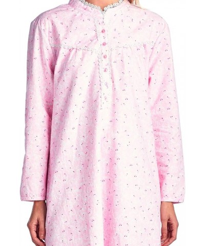 Women's Flannel Floral Long Sleeve Nightgown Pink $13.60 Sleep & Lounge