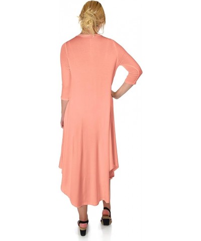 DFF Shop Women's 3/4 Sleeve Rounded Hem Mid-Length Maxi Dress (Size: S-5X) Peach $19.87 Dresses