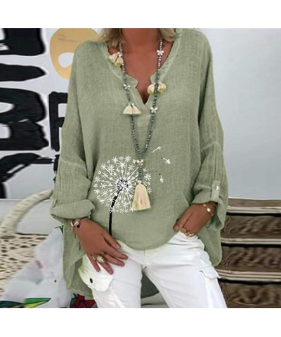 Women's Oversized Linen Shirts Casual Solid 3/4 Sleeve Scoop Neck Summer Tops Plus Size Boho Tunics Loose Fit Pullover Zfcfcf...