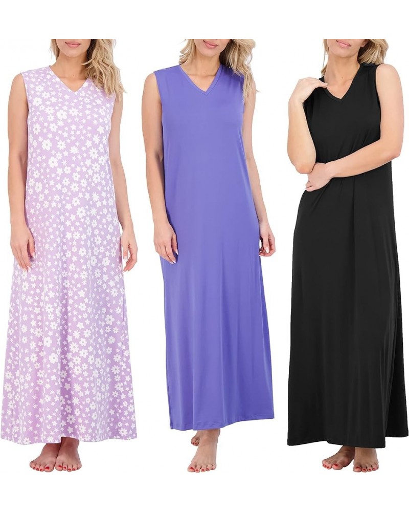 3 Pack: Women's Soft Tank Nightgown Sleeveless Nightshirt Sleep Dress (Available In Plus Size) Tank Nightshirt Set 8 $23.36 S...