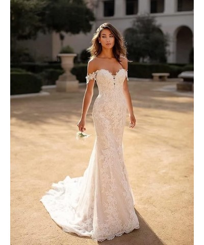 Wedding Dresses for Bride 2024 Mermaid Long Sleeves Lace Appliques Tulle Boho Bridal Gowns T-white $44.64 Dresses