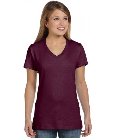 Women's Perfect-T Short Sleeve V-Neck T-Shirt Maroon $6.15 T-Shirts