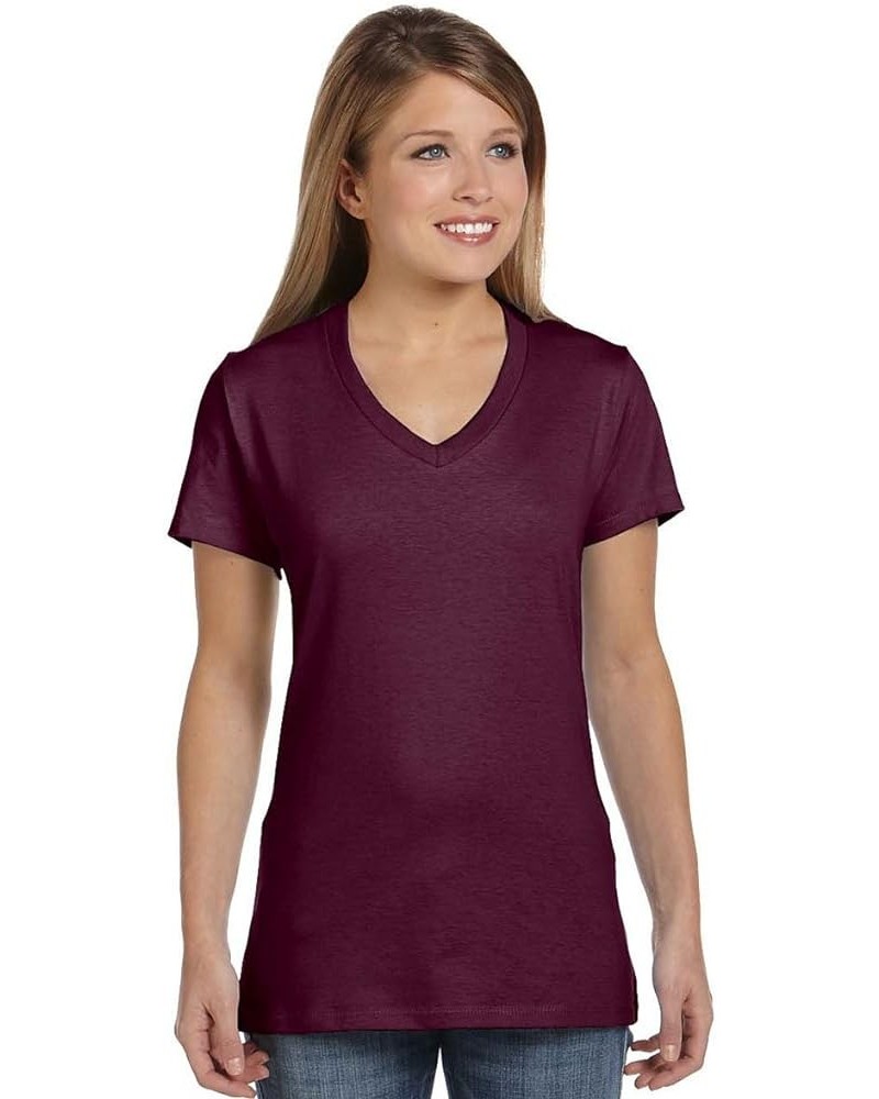 Women's Perfect-T Short Sleeve V-Neck T-Shirt Maroon $6.15 T-Shirts