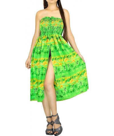 Women's Ruffle Tube Top Midi Evening Dress Strapless Dresses for Women Lime, Palm Tree $14.99 Swimsuits