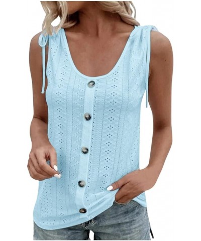 Summer Tank Top for Women Casual Loose Fit Pleated Sleeveless Tops 2023 Trendy Plus Size Comfy Flowy T-Shirts B Sky Blue $5.5...