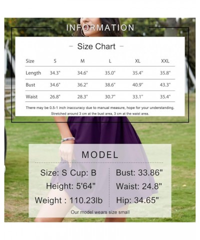 Womens 2024 Casual Short Sleeve Square Neck Cap Sleeve Dress High Waist A-Line Summer Smocked Back Mini Dresses Dark Purple $...