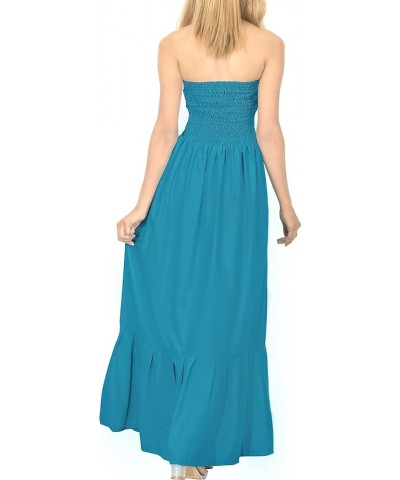 Women's Solid Smocked Tube Top Maxi Evening Dress Casual Strapless Dresses for Women Sapphire, Solid $12.04 Dresses