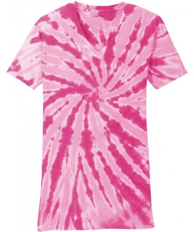 Koloa Ladies Colorful Tie-Dye V-Neck Tees in 10 Colors Sizes: XS-4XL Pink $13.50 T-Shirts