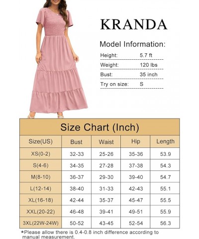 Women Summer Round Neck Flutter Short Sleeve Smocked Ruffle Tiered Solid Color Maxi Long Dress 2023 Dusty Pink $23.48 Dresses