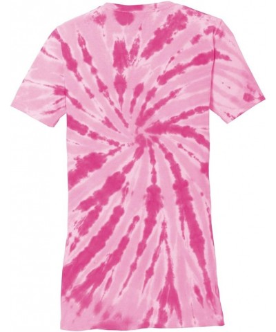 Koloa Ladies Colorful Tie-Dye V-Neck Tees in 10 Colors Sizes: XS-4XL Pink $13.50 T-Shirts