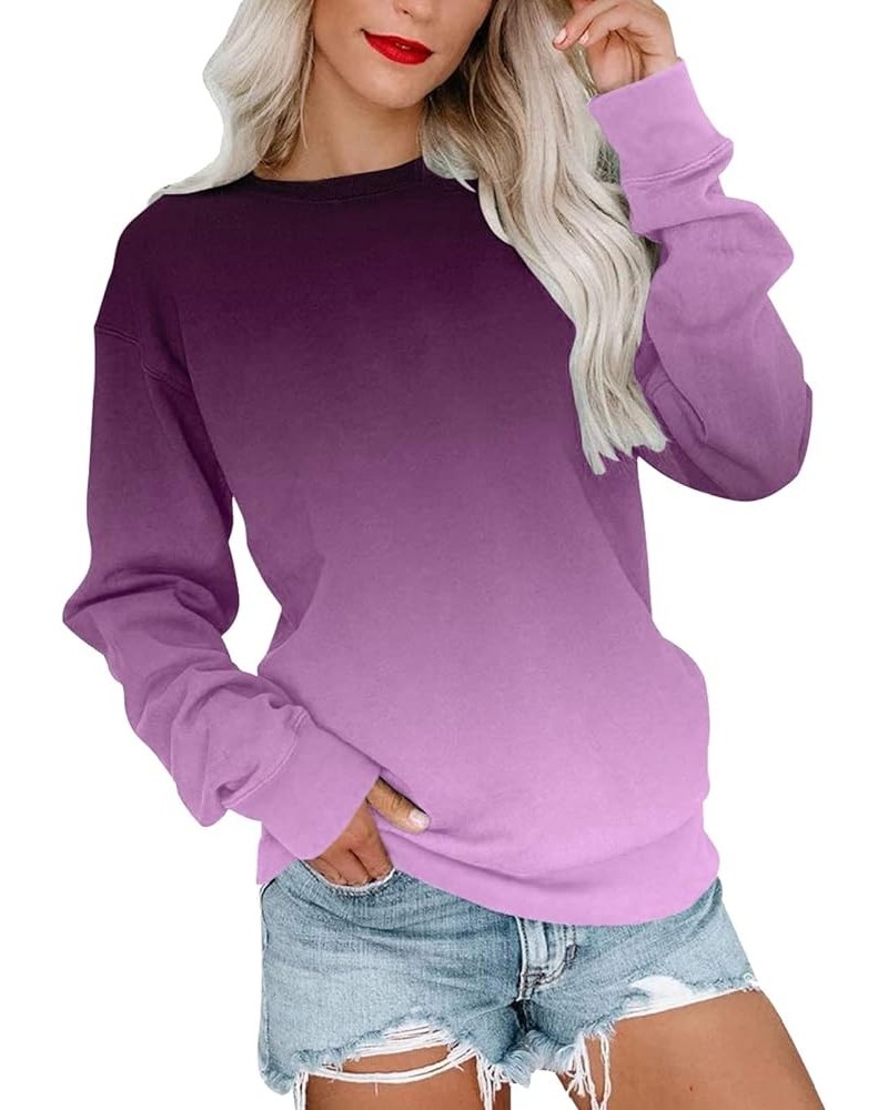 Women's Casual Crew Neck Sweatshirt Loose Soft Long Sleeve Pullover Tops Fleece for Women New-2-g $3.24 Shirts