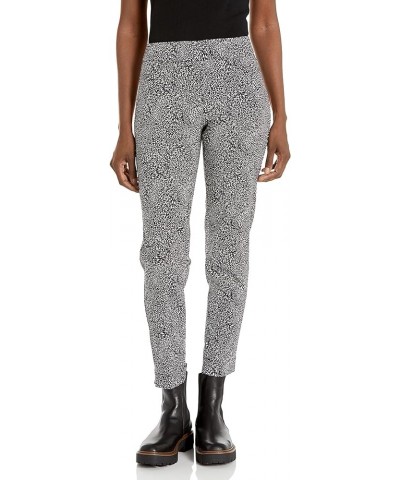 Women's Pull on Print Ankle Pant with Tummy Control Panel Black Cheetah $30.12 Pants