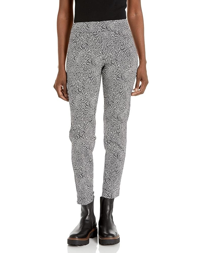 Women's Pull on Print Ankle Pant with Tummy Control Panel Black Cheetah $30.12 Pants