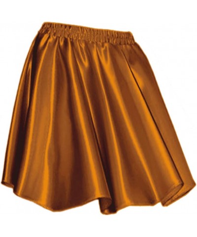 Women's Basic Versatile Satin Flared Casual Mini Skater Skirt Golden $13.49 Skirts