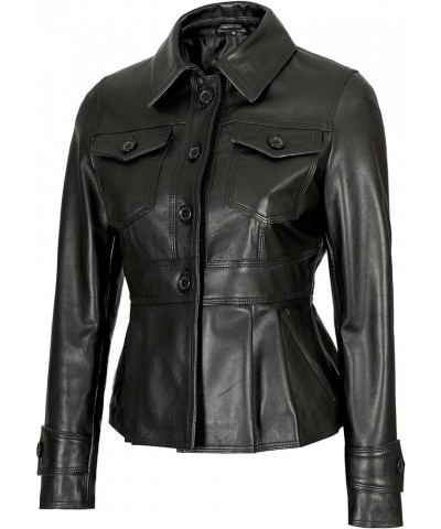 Leather Jackets For Women - Real Lambskin Motorcycle Style Casual Outfits Womens Leather Jacket Gladys - Black Short Body Pep...