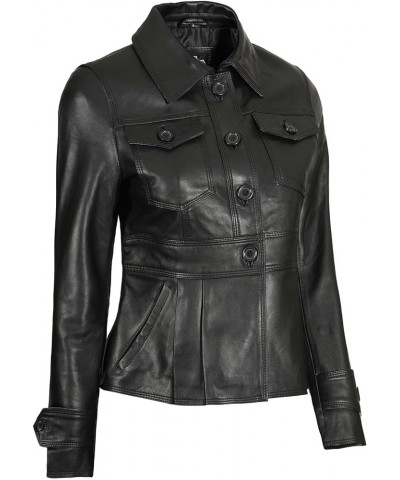 Leather Jackets For Women - Real Lambskin Motorcycle Style Casual Outfits Womens Leather Jacket Gladys - Black Short Body Pep...