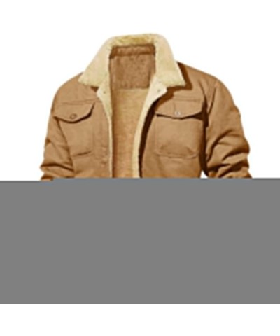 Mens Vintage Sherpa Trucker Jacket Winter Casual Retro Fleece Jean Jacket Outdoor Cotton Denim Coat Windbreaker Yellow $19.73...