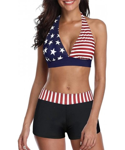 Women Two Piece Swimsuit Athletic Bathing Suits for Women Ruffled Tummy Control High Waisted Swimsuits T American Flag $17.99...