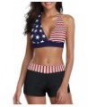 Women Two Piece Swimsuit Athletic Bathing Suits for Women Ruffled Tummy Control High Waisted Swimsuits T American Flag $17.99...