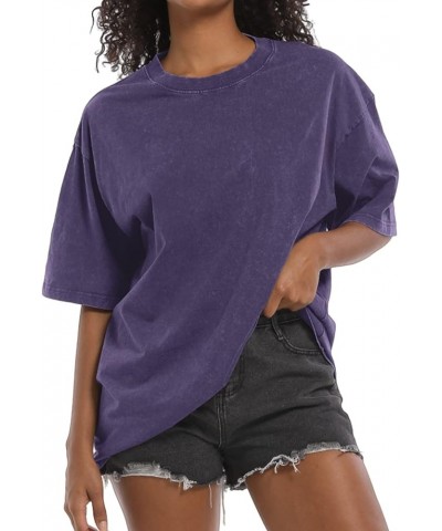 Vintage Oversized T Shirts for Women Baggy Shirt Streetwear Boyfriend Tee Workout Casual Short Sleeve Cotton Tops Purple $13....