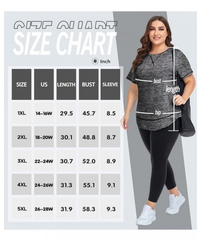 Plus Size Workout Tops for Women Short Sleeve Loose fit Shirts Athletic Gym Yoga Clothing Dark Gray $10.00 Activewear