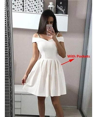 Cold Shoulder Short Homecoming Dresses for Teens 2023 Spaghetti Strap Prom Dress with Pockets YMS198 Mint $29.28 Dresses