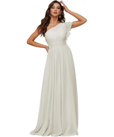 Women's One Shoulder Bridesmaid Dresses Chiffon Long Bodices Formal Evening Gowns 2023 Ivory $30.79 Dresses