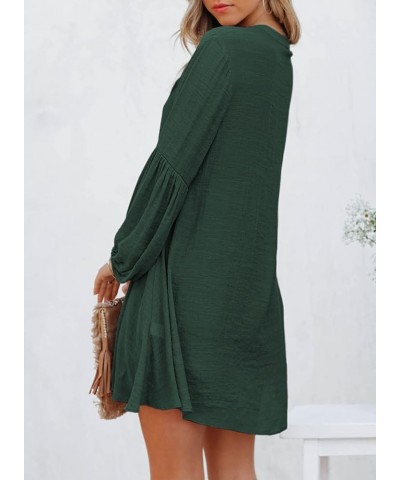 Womens Sexy V Neck Cover Up Long Sleeve Button Down Shirts Dresses X Blackish Green $17.67 Swimsuits