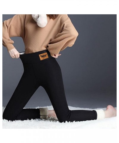 Fleece Lined Leggings Women Soft Thermal Pants High Waist Tummy Control Stretchy Warm Thick Sherpa Winter Tights Pants Z8-bla...