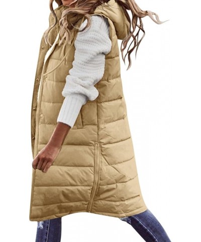 Oversized Long Down Vest for Women Outdoor Coats with Hood Long Puffer Vest Winter Coats Sleeveless Warm Jacket Khaki $34.28 ...