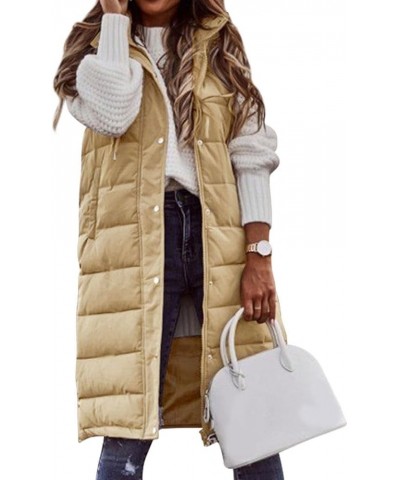 Oversized Long Down Vest for Women Outdoor Coats with Hood Long Puffer Vest Winter Coats Sleeveless Warm Jacket Khaki $34.28 ...