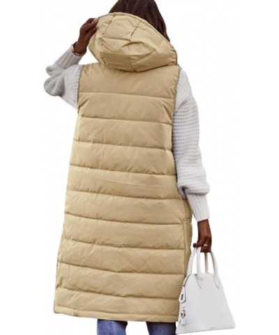 Oversized Long Down Vest for Women Outdoor Coats with Hood Long Puffer Vest Winter Coats Sleeveless Warm Jacket Khaki $34.28 ...