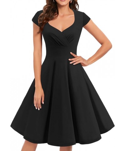 Women Short 1950s Retro Vintage Cocktail Party Swing Dresses Ld-black $18.89 Dresses