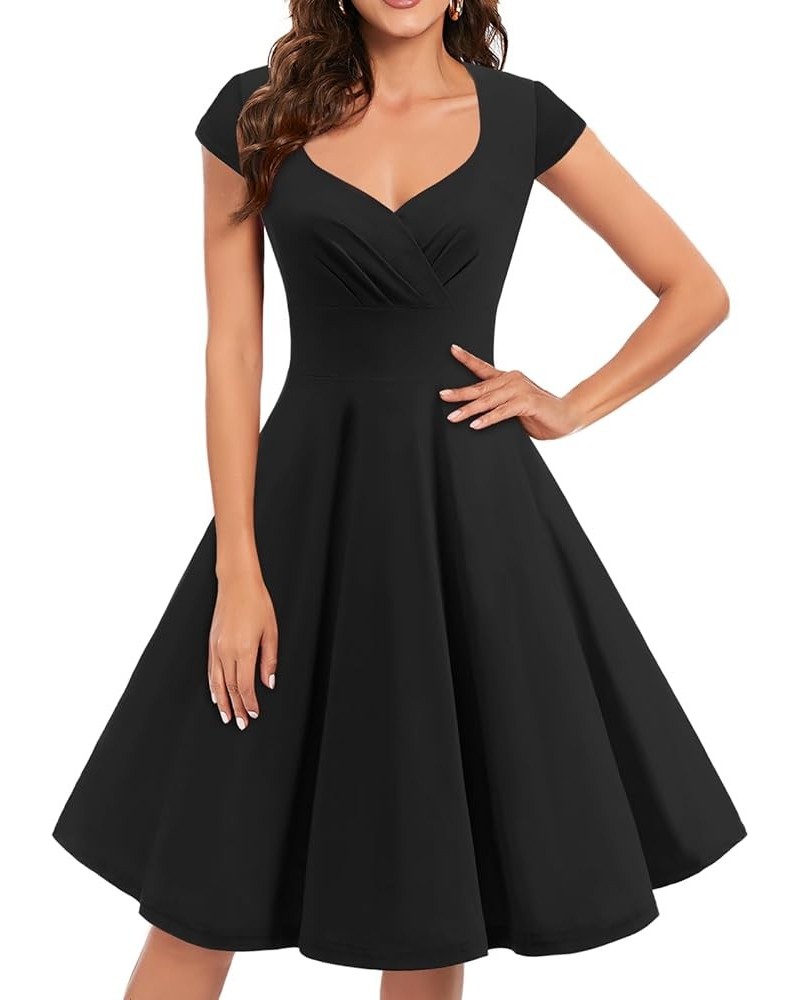 Women Short 1950s Retro Vintage Cocktail Party Swing Dresses Ld-black $18.89 Dresses