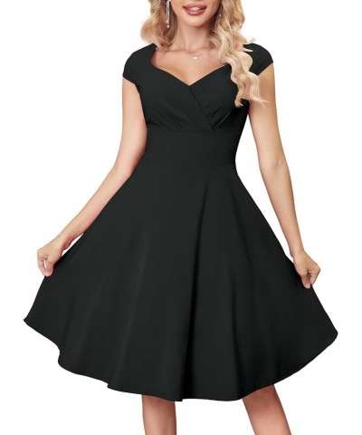 Women Short 1950s Retro Vintage Cocktail Party Swing Dresses Ld-black $18.89 Dresses