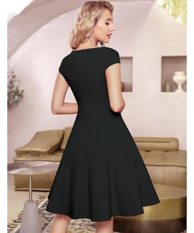 Women Short 1950s Retro Vintage Cocktail Party Swing Dresses Ld-black $18.89 Dresses