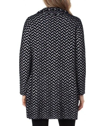 Women's Open Front Coatigan Sweater Black Herringbone $50.40 Sweaters