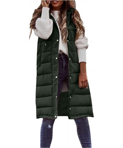 2023 Long Vest For Women Sleeveless Winter Coats Quilted Hooded Vests Outerwear Lightweight Zip Up Down Cardigan Jacket A-gre...