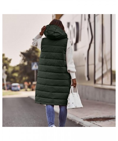 2023 Long Vest For Women Sleeveless Winter Coats Quilted Hooded Vests Outerwear Lightweight Zip Up Down Cardigan Jacket A-gre...