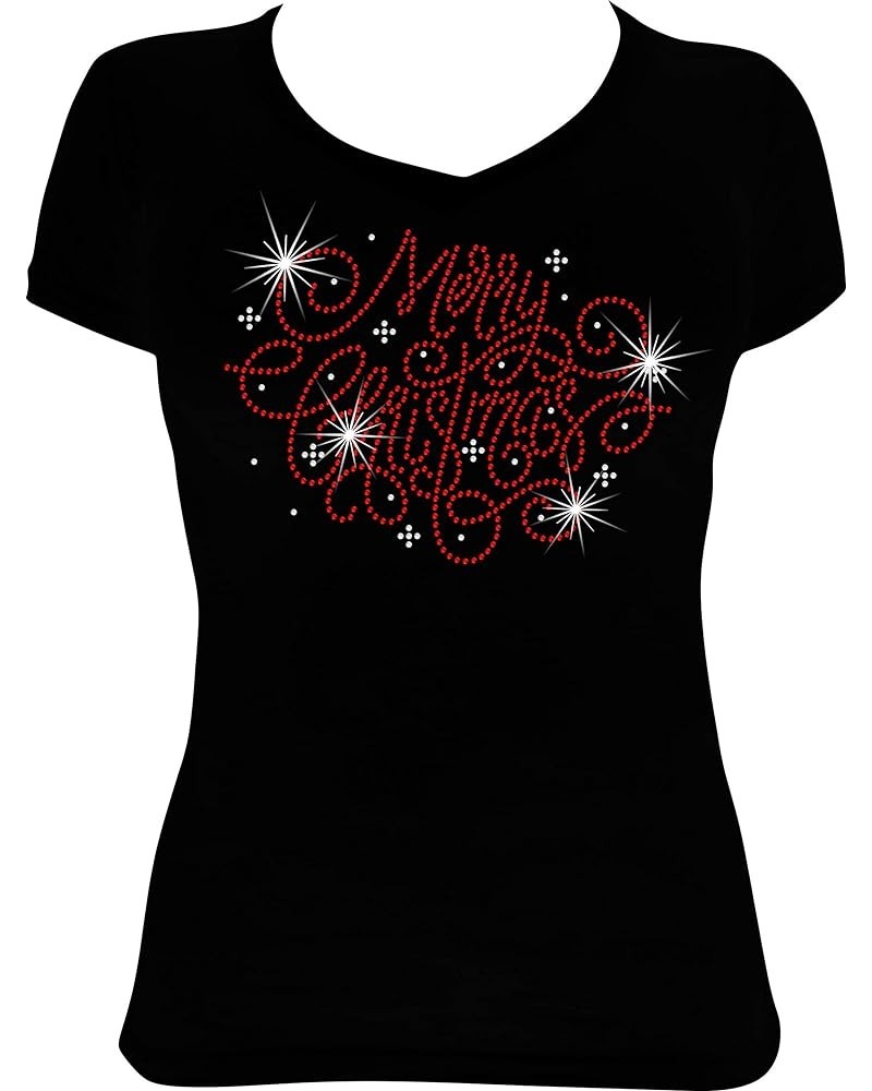 Christmas Holiday Bling Rhinestone Shirt Merry Ch 19 $16.12 T-Shirts