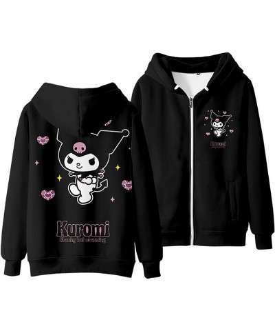 Kuromi Hoodie Sweatshirts Women's Zipper Hooded Sweater Girls Kawaii Cartoon Long Sleeve Pullover Thick / Color 2 $16.52 Hood...