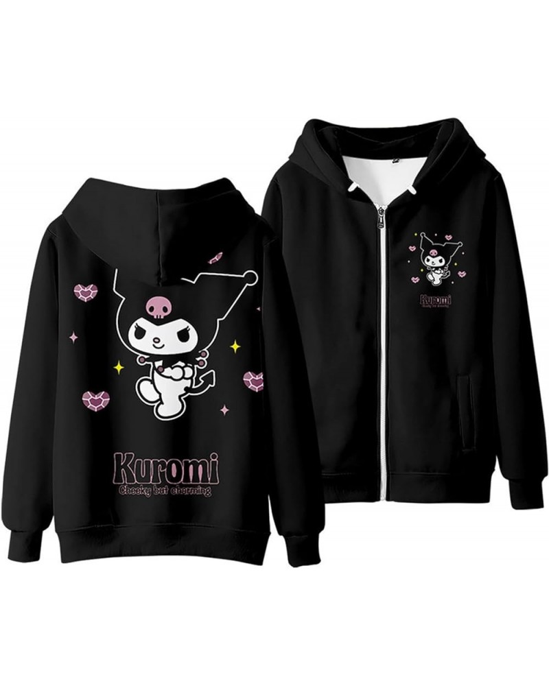 Kuromi Hoodie Sweatshirts Women's Zipper Hooded Sweater Girls Kawaii Cartoon Long Sleeve Pullover Thick / Color 2 $16.52 Hood...