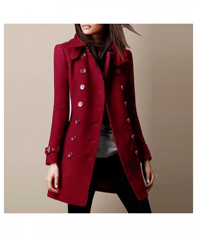 Trench Coats for Women Long Coat Fall/Winter Fashion 2023 Peacoat Womens Lapel Jackets Shackets Plus Size 03 Wine $13.10 Coats