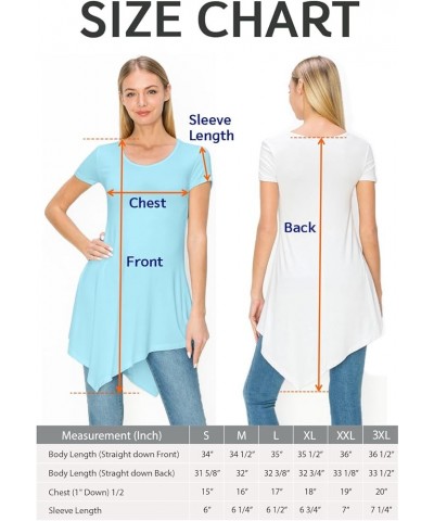 Women's Short Sleeve Swing Shirt Casual Tunic Top Aqua_2323 $11.50 Tops